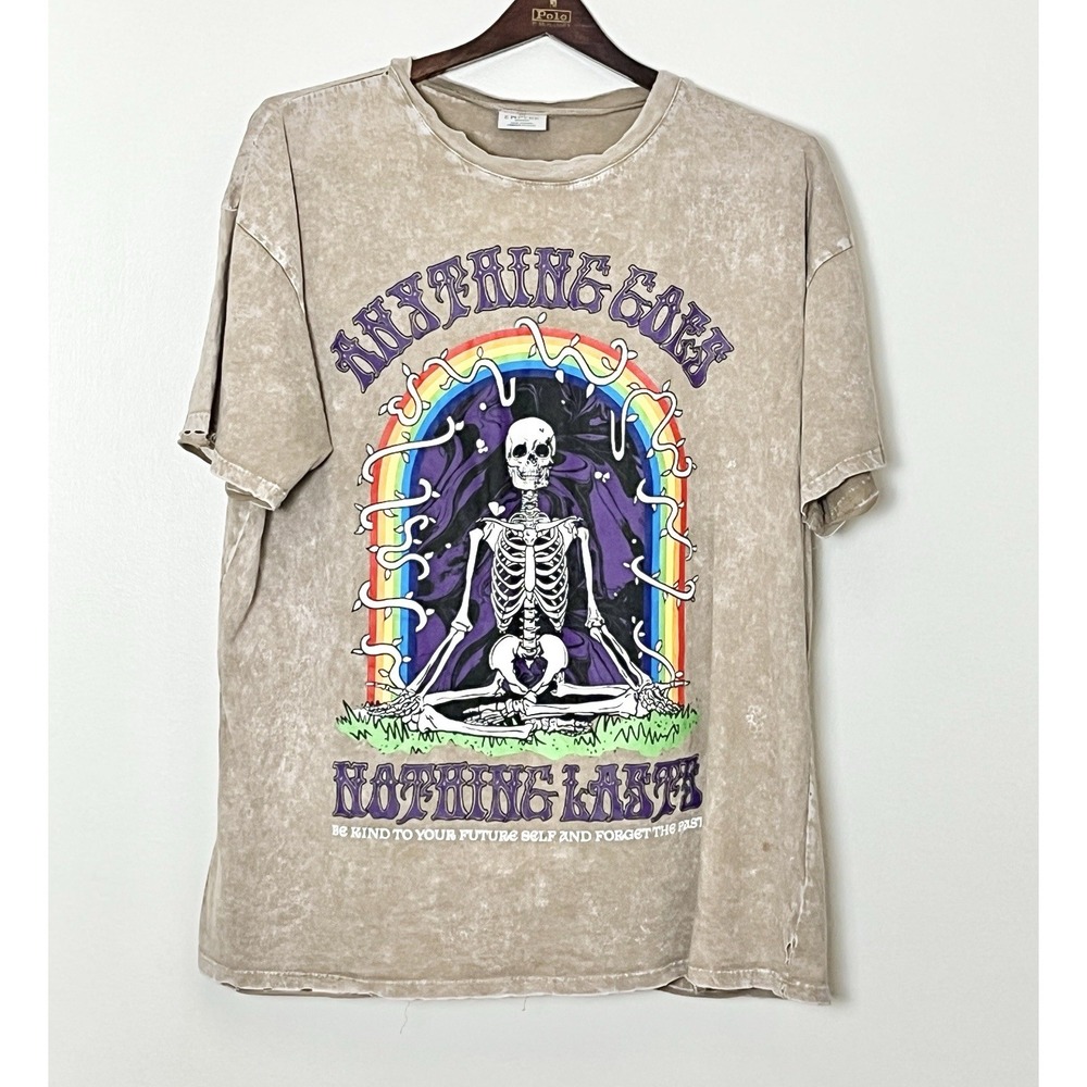 Empyre T-Shirt Men's Medium Brown Distressed Julien Nothing Lasts Graphic Skater